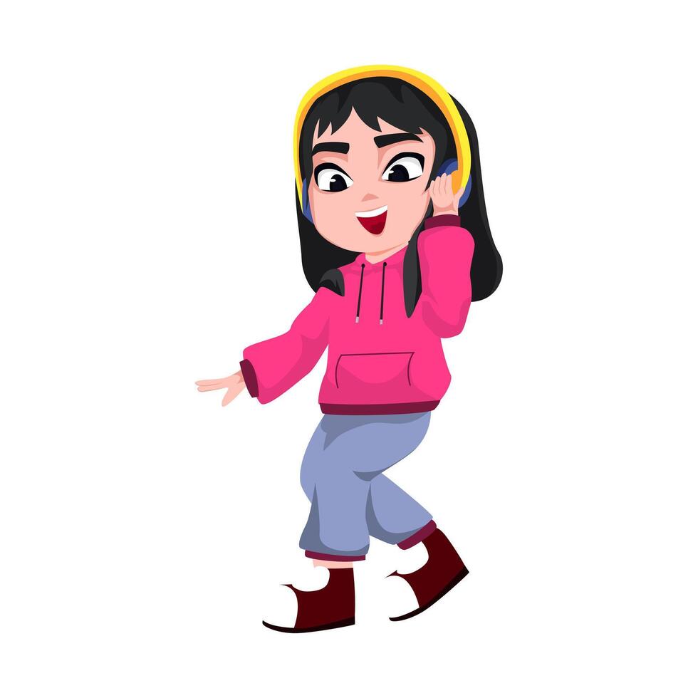 Cute Girl Character Design Illustration vector