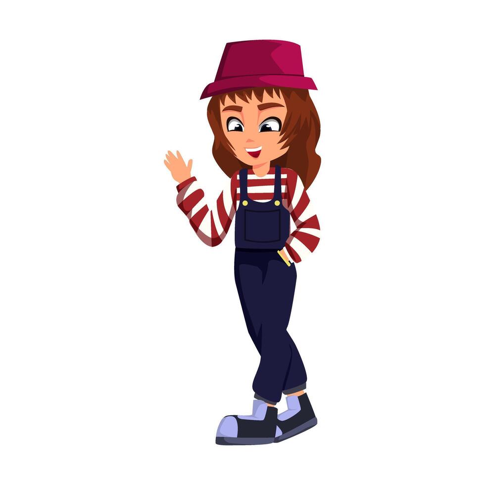 Cute Girl Character Design Illustration vector