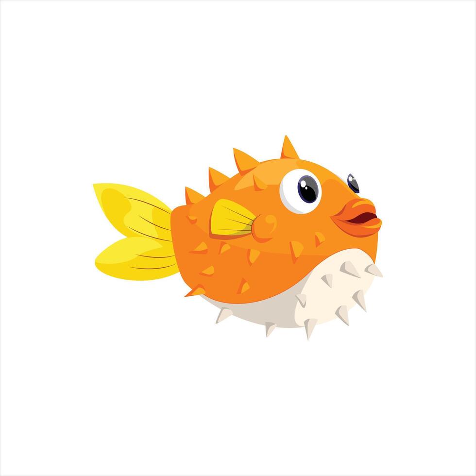 Cute Puffer Fish Character Illustration vector