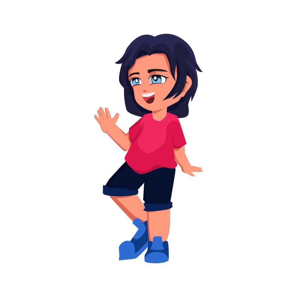 Cute Girl Character Design Illustration vector