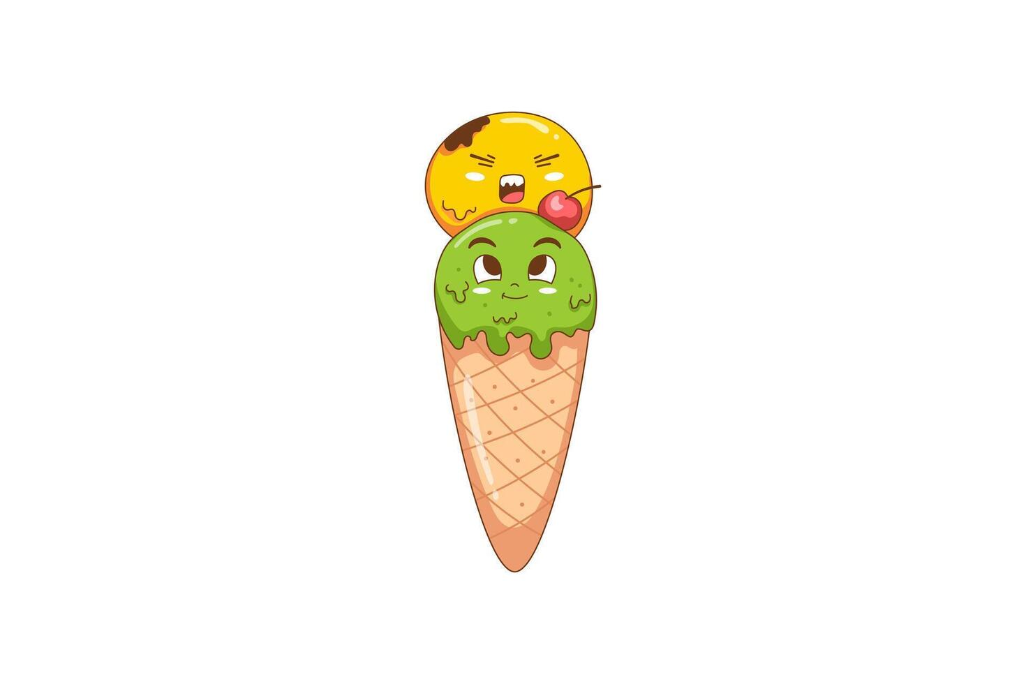 Cute Ice Cream Character Illustration vector