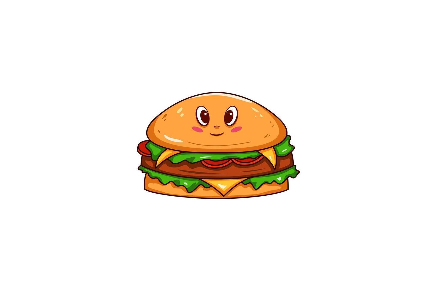 Cute Hamburger Character Design Illustration vector