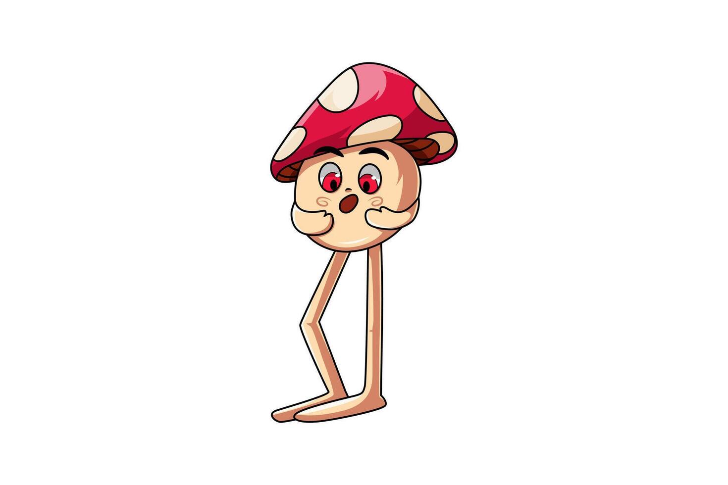 Cute Red Mushroom Character Illustration vector