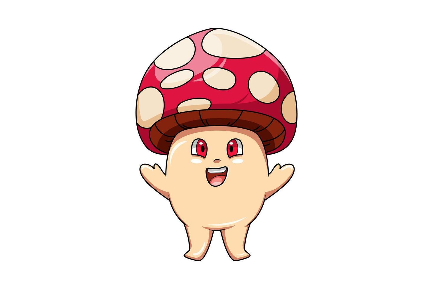 Cute Red Mushroom Character Illustration vector