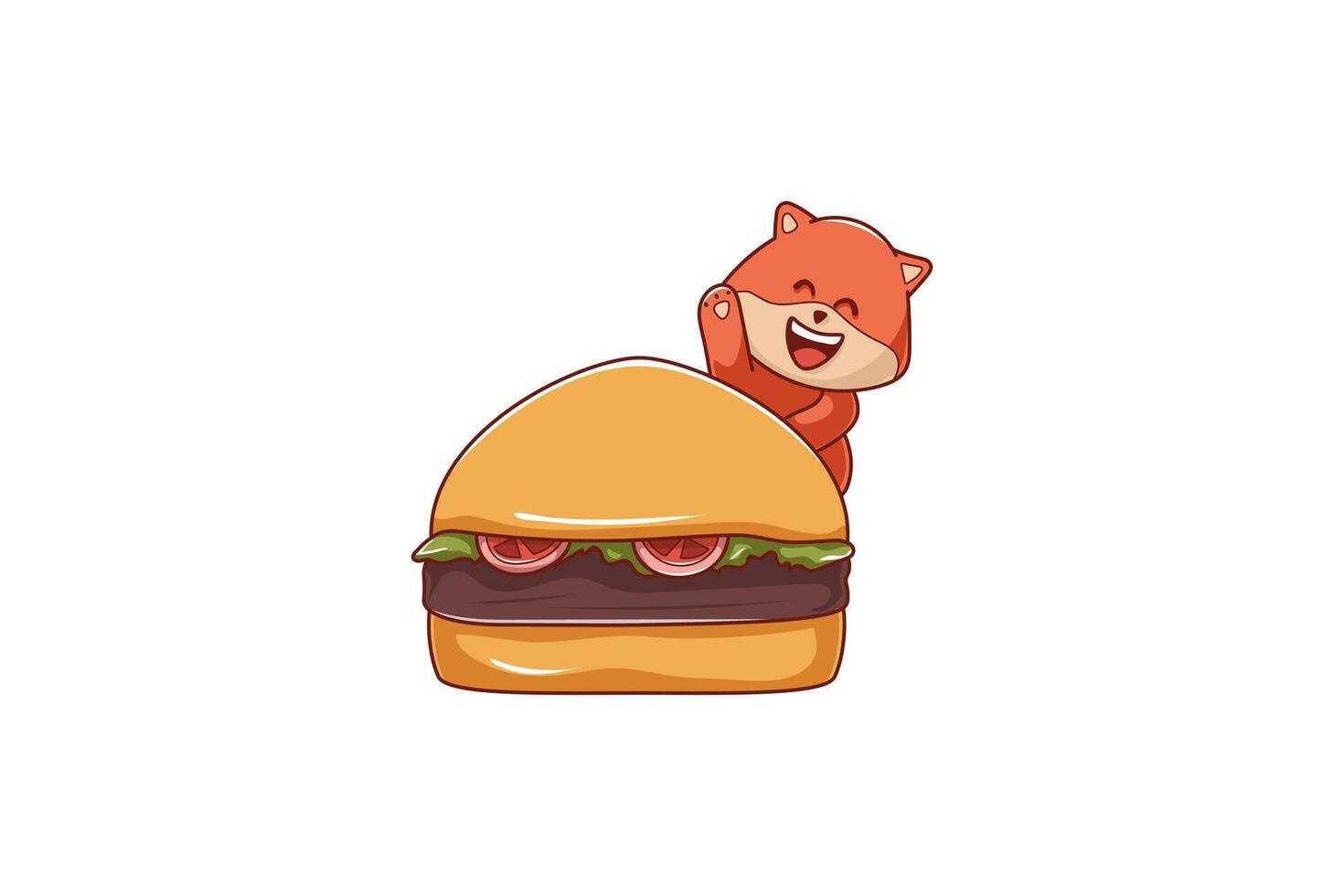 Cute Hamburger Character Design Illustration vector