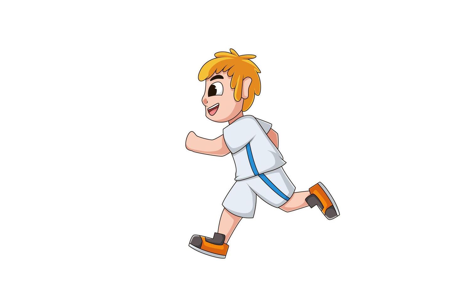 Cute Runner Boy Character Design Illustration vector