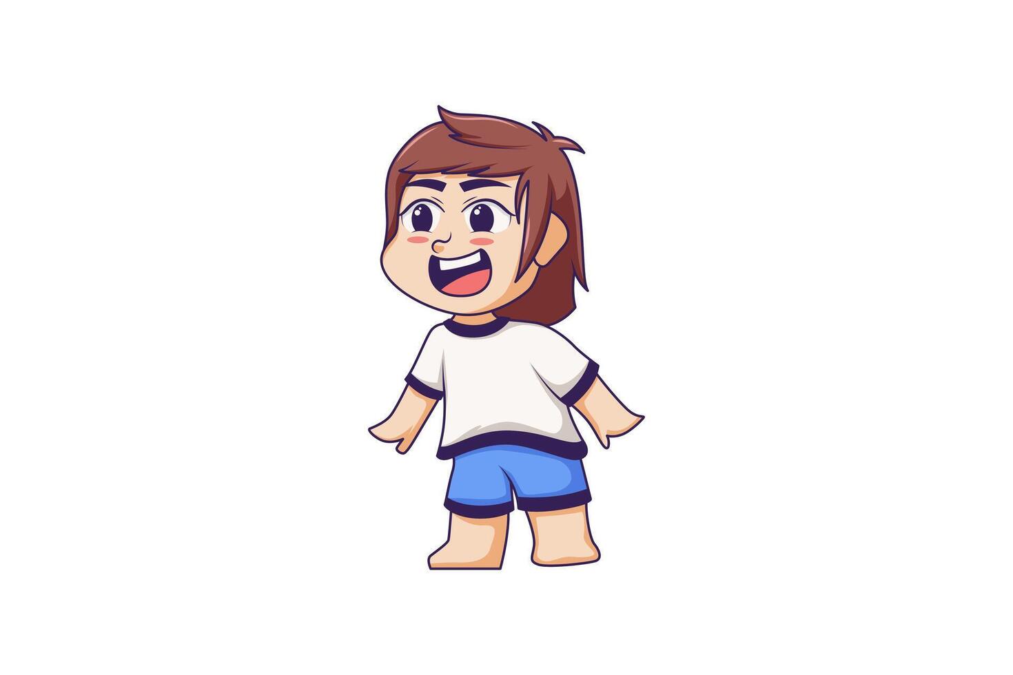 Cute Chibi Boy Character Design Illustration vector