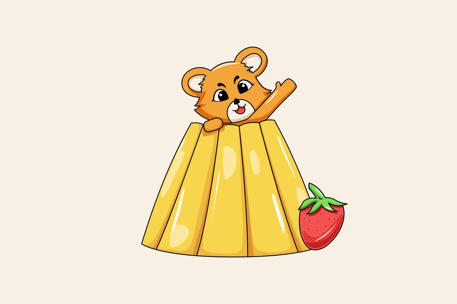 Cute Pudding Character Design Illustration vector