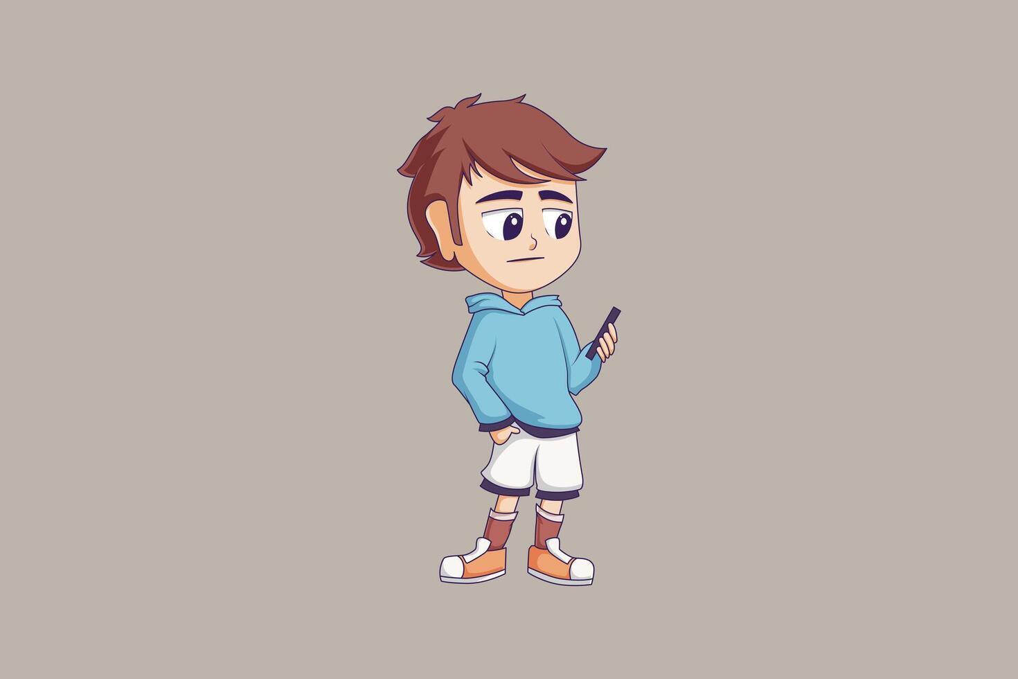 Cute Chibi Boy Character Design Illustration vector