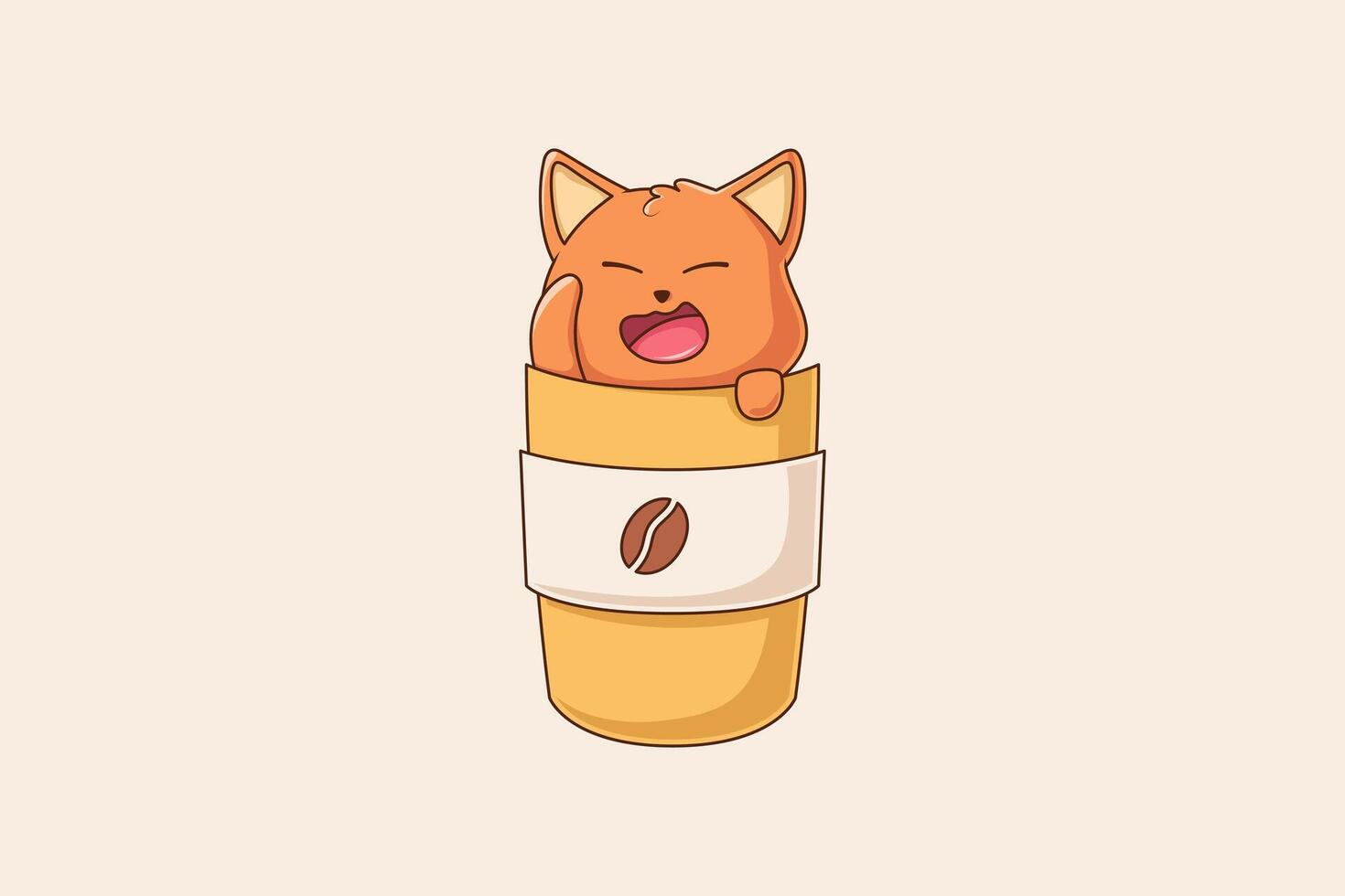 Cute Fox with Coffee Character Illustration vector