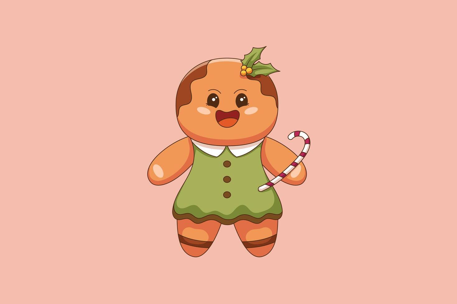 Cute Gingerbread Cookies Character Design Illustration vector