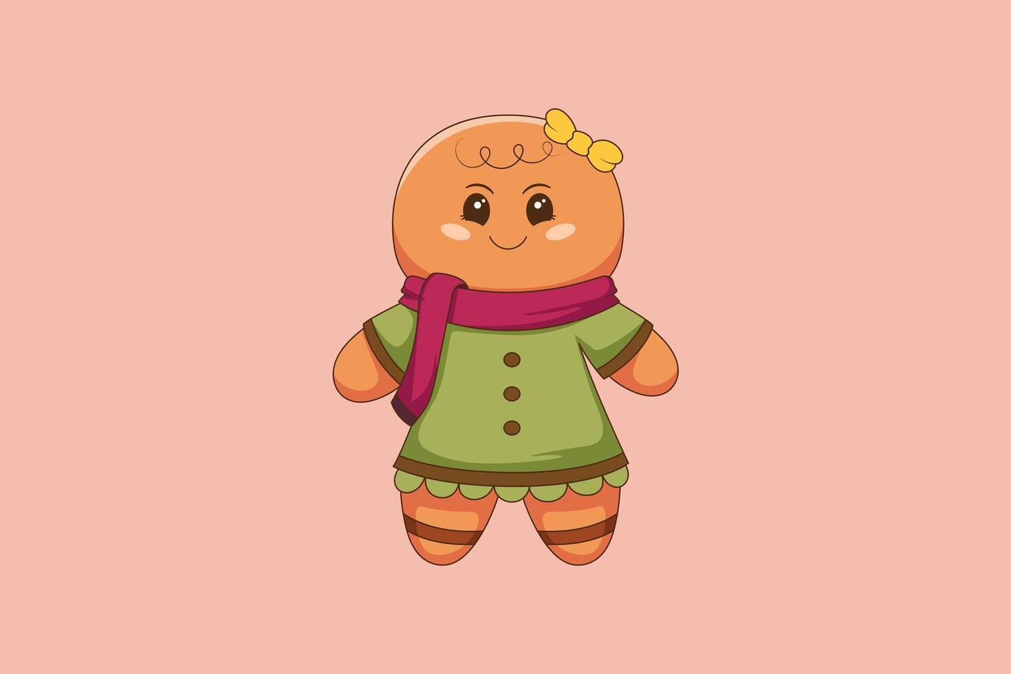 Cute Gingerbread Cookies Character Design Illustration vector