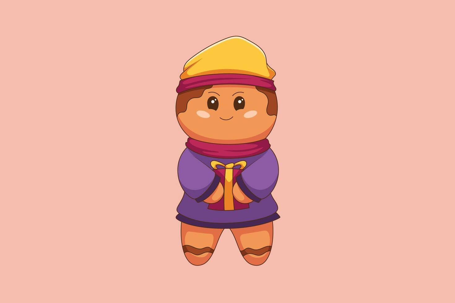 Cute Gingerbread Cookies Character Design Illustration vector
