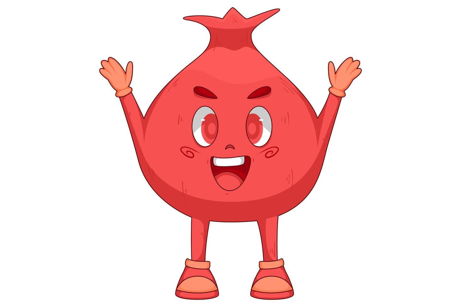 Cute Pomegranate Character Design Illustration vector