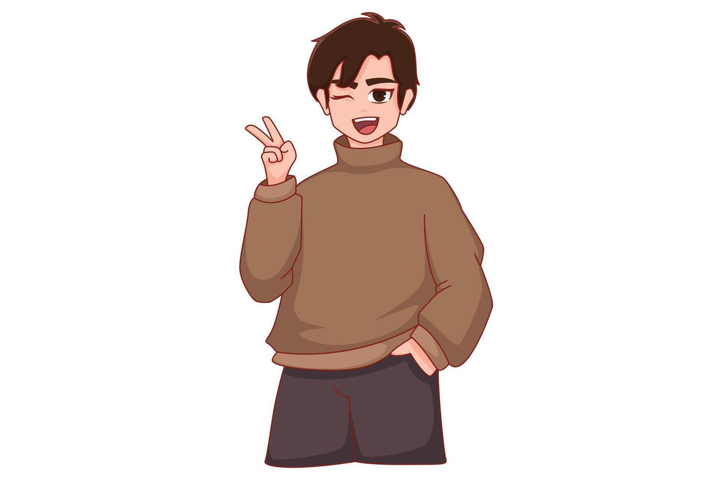 Cute Anime Boy Character Design Illustration vector