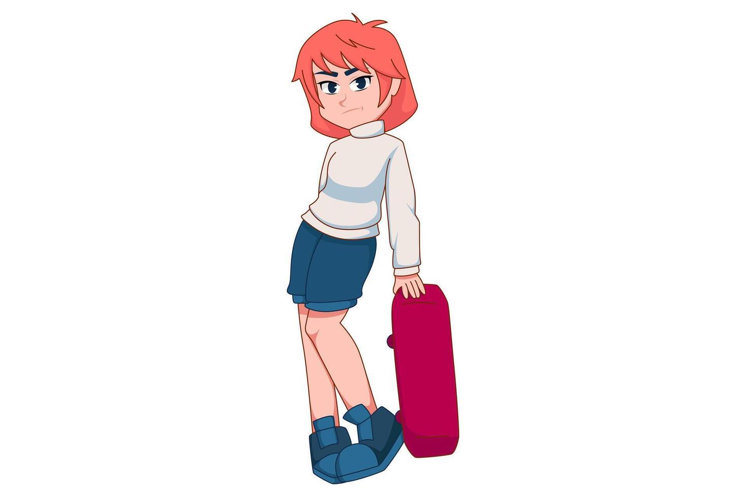 Cute Anime Character Design Illustration vector