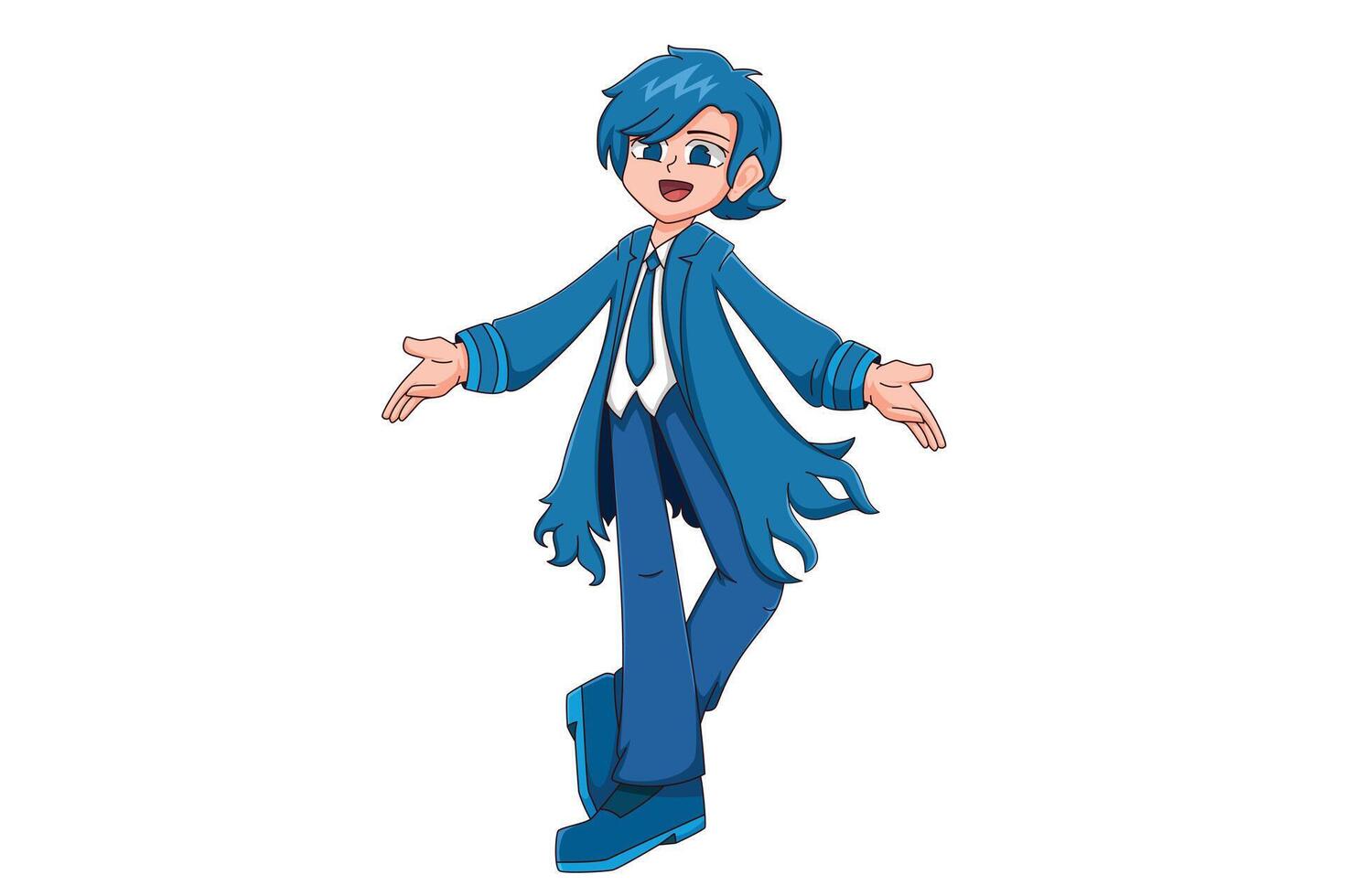 Cute Anime Boy Character Design Illustration vector