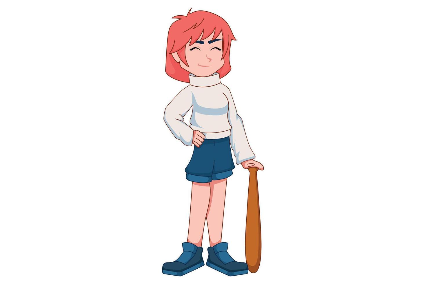 Cute Anime Character Design Illustration vector