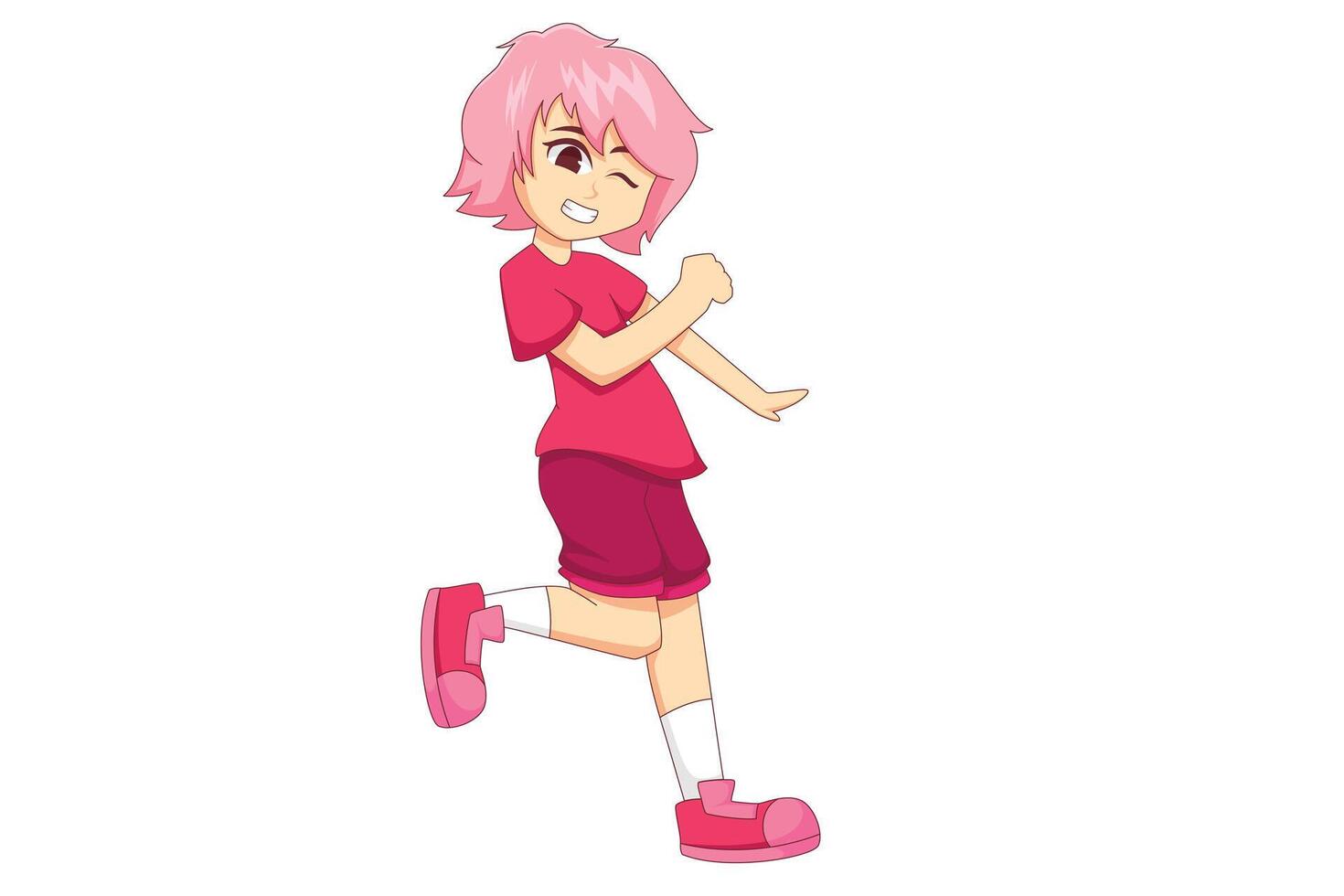 Cute Anime Girl Character Design Illustration vector