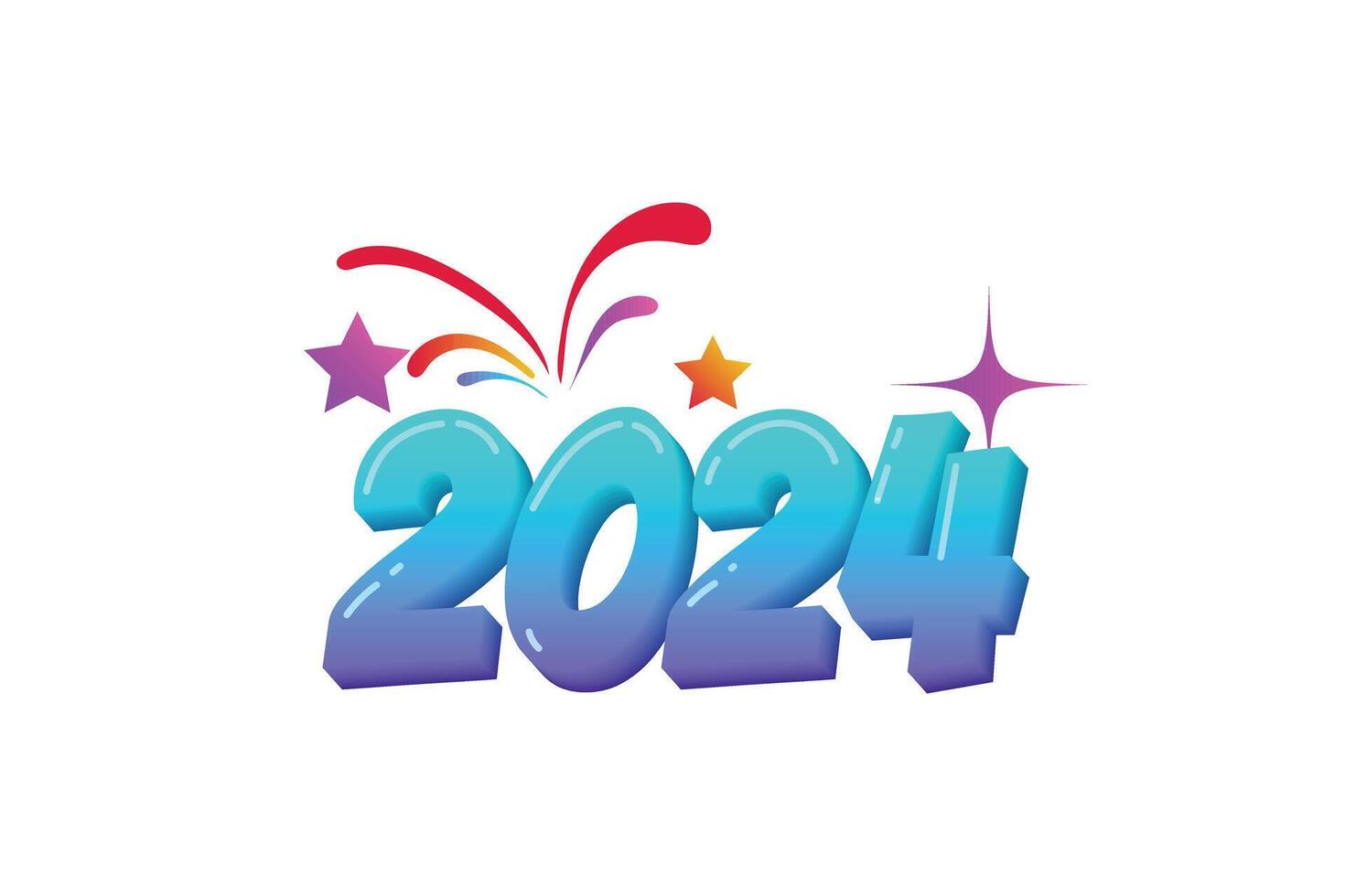 2024 Happy New Year Sticker vector