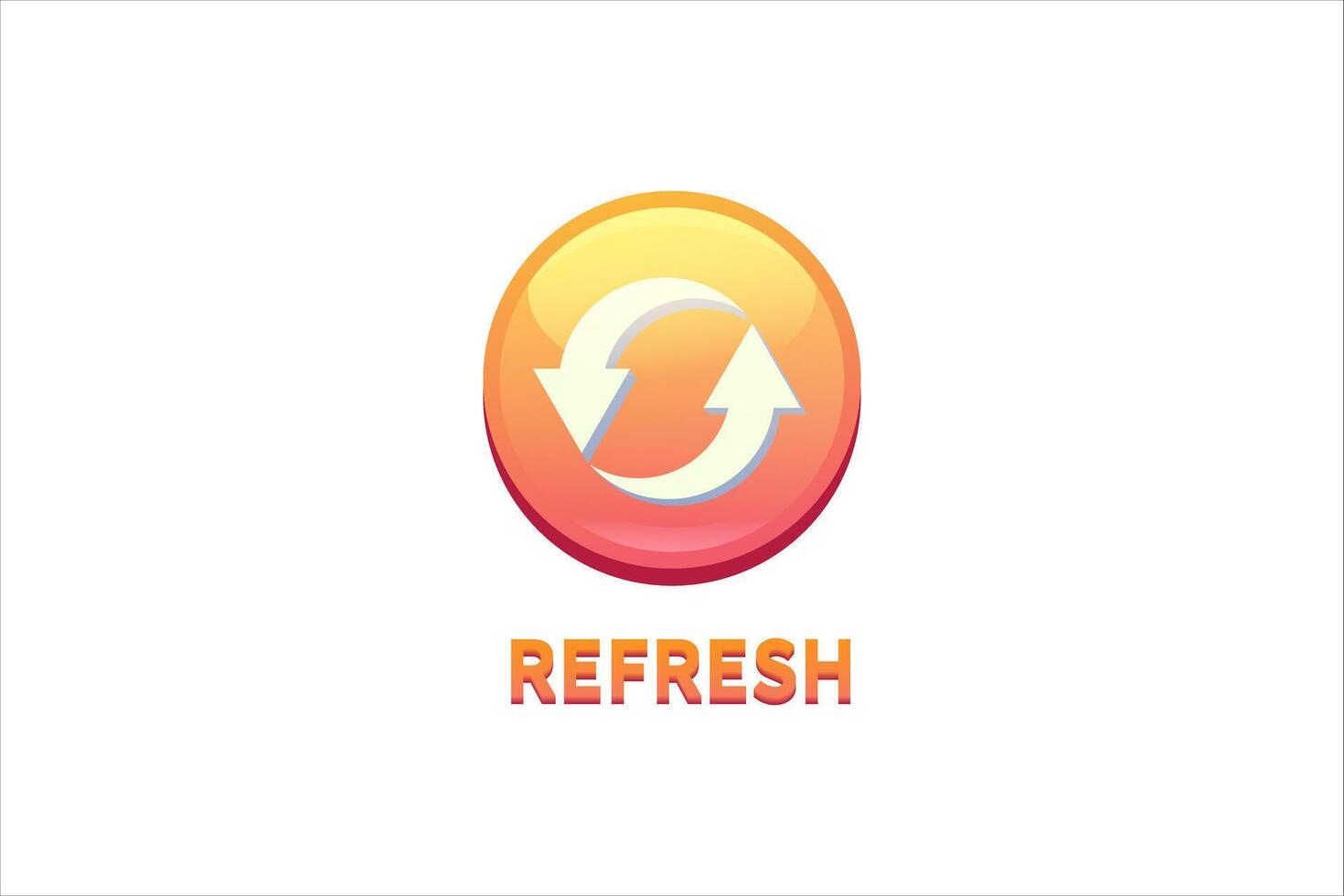 Refresh Button Interface Flat Sticker Design vector