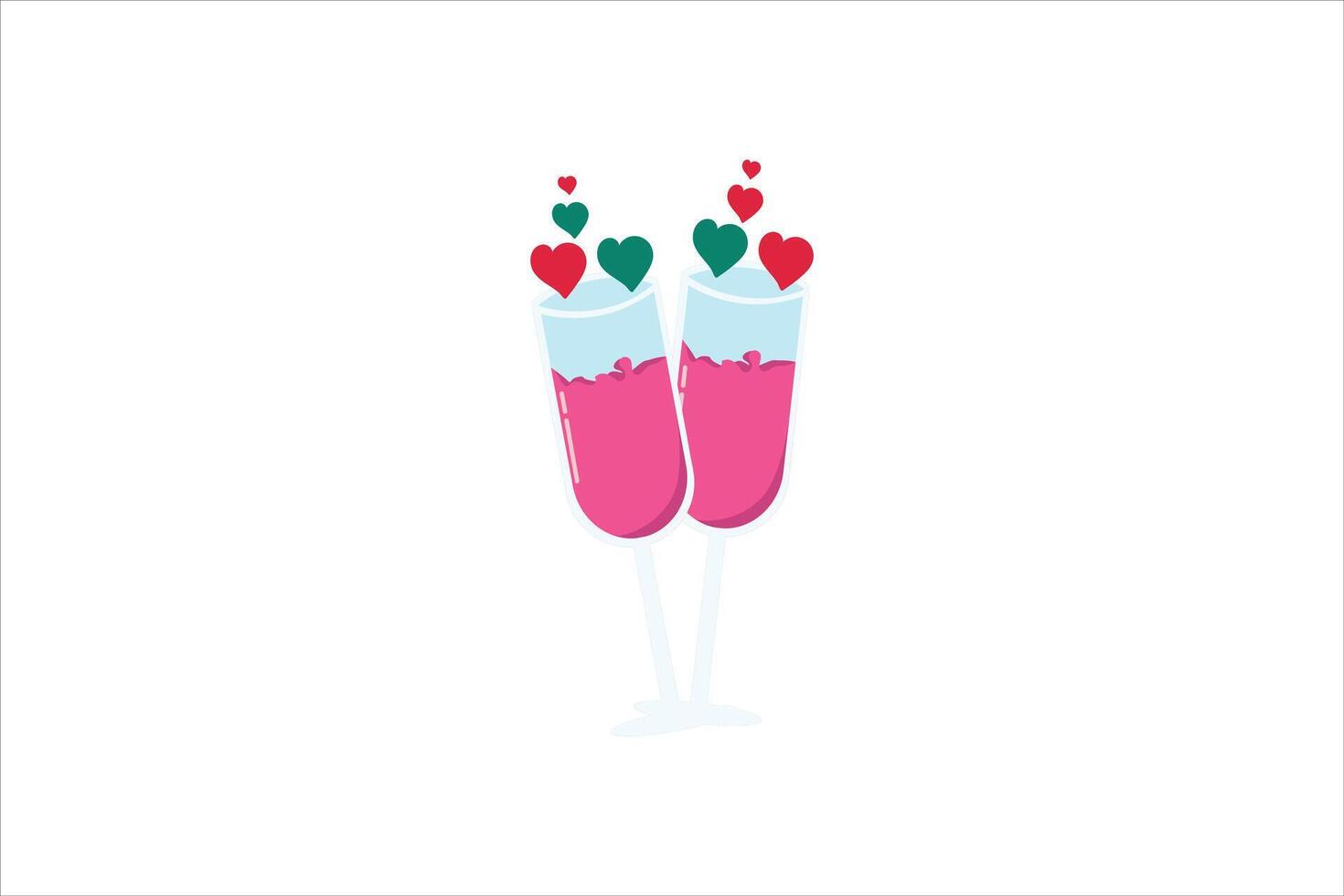 Drinks Valentine Day Sticker Design vector