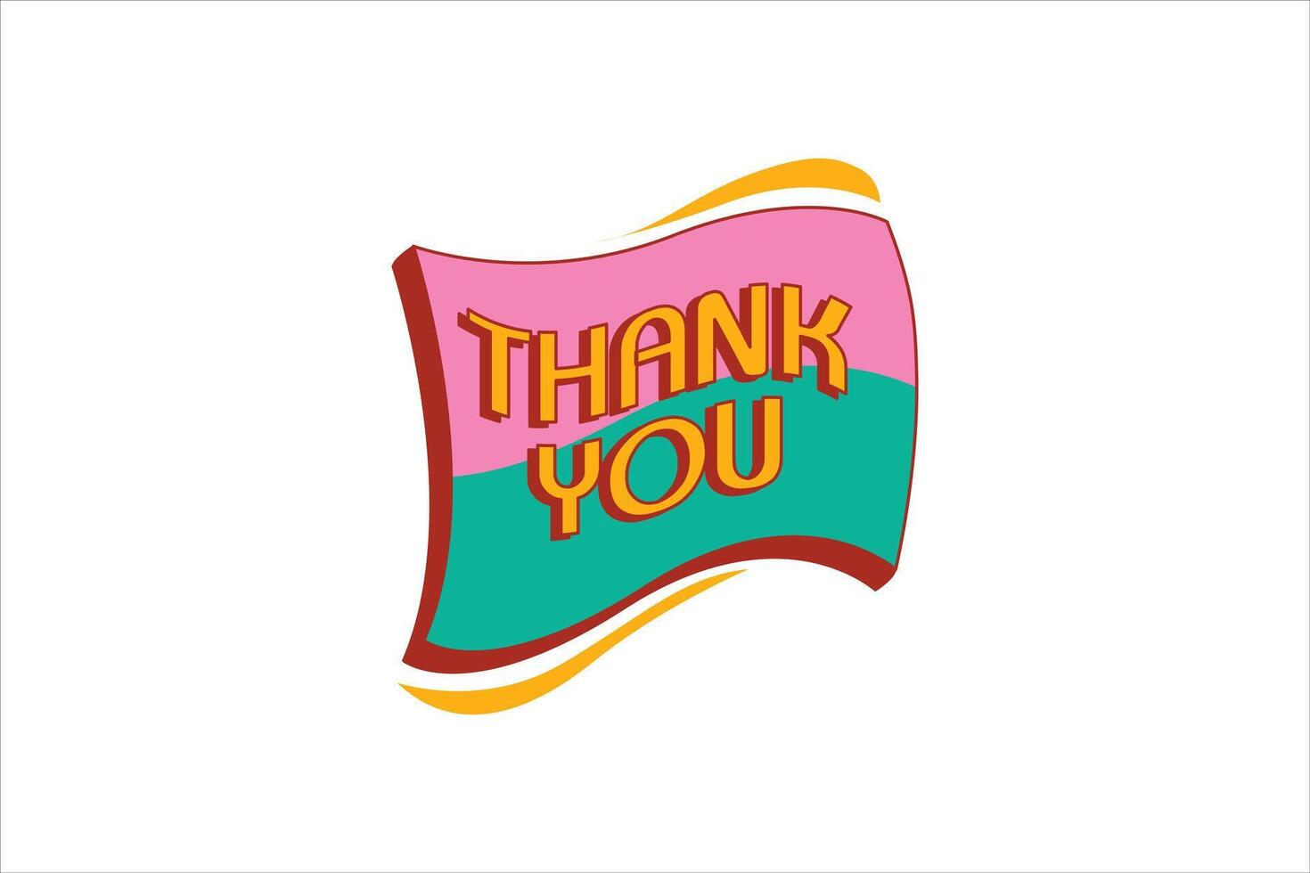 Thank You Retro Flat Sticker Design vector