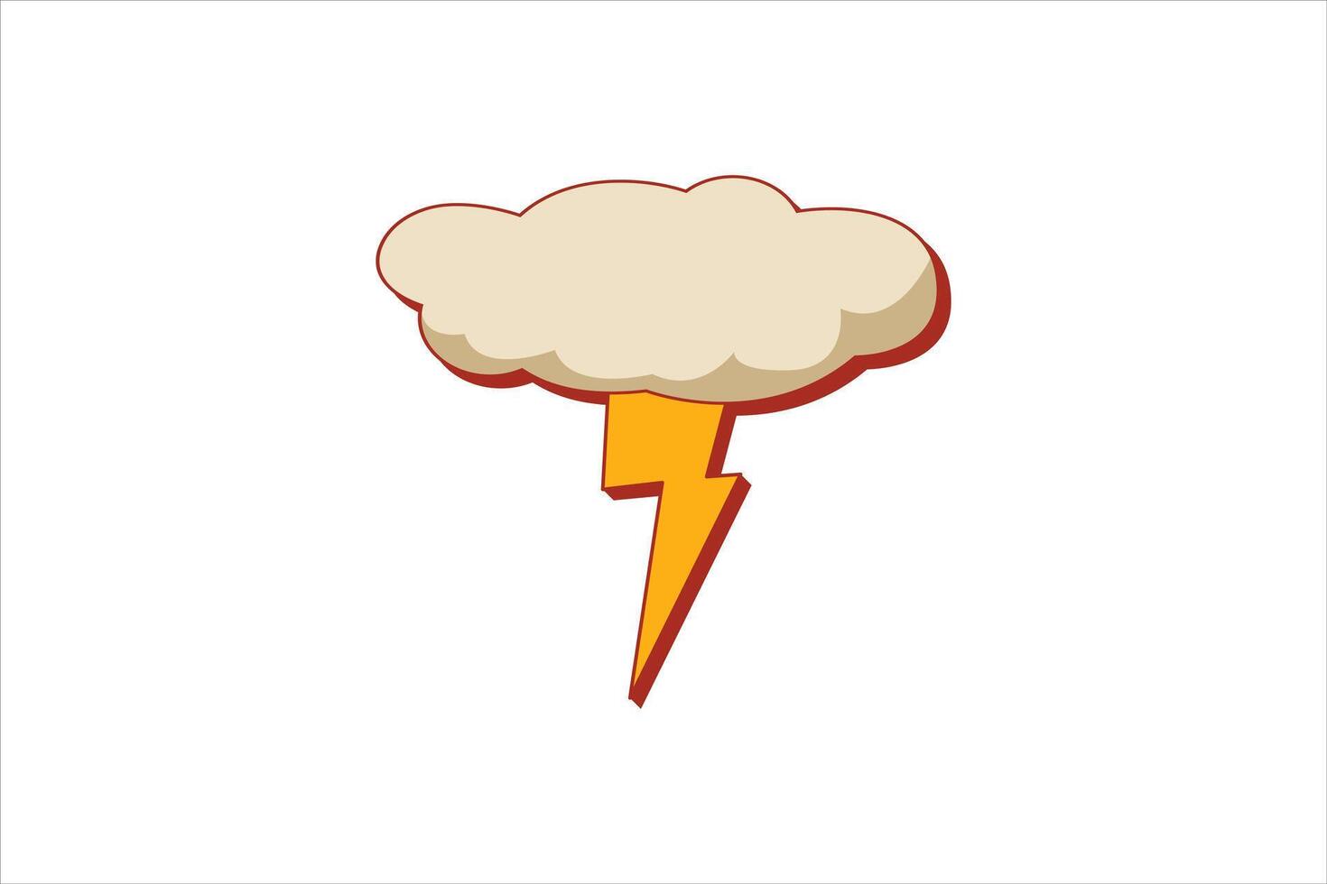 Lightning Cloud Retro Flat Sticker Design vector