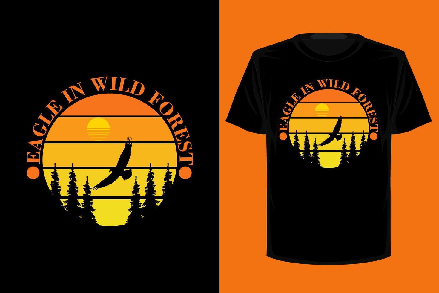 Eagle in the Forest Retro Vintage T Shirt Design vector