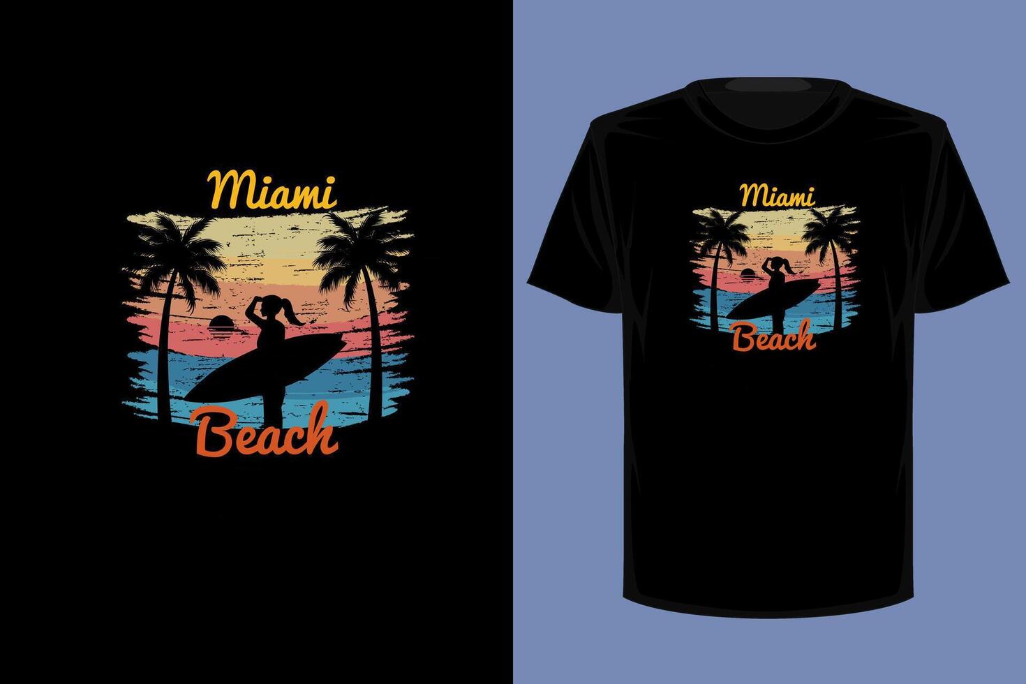 Miami Beach Retro Vintage T Shirt Design vector