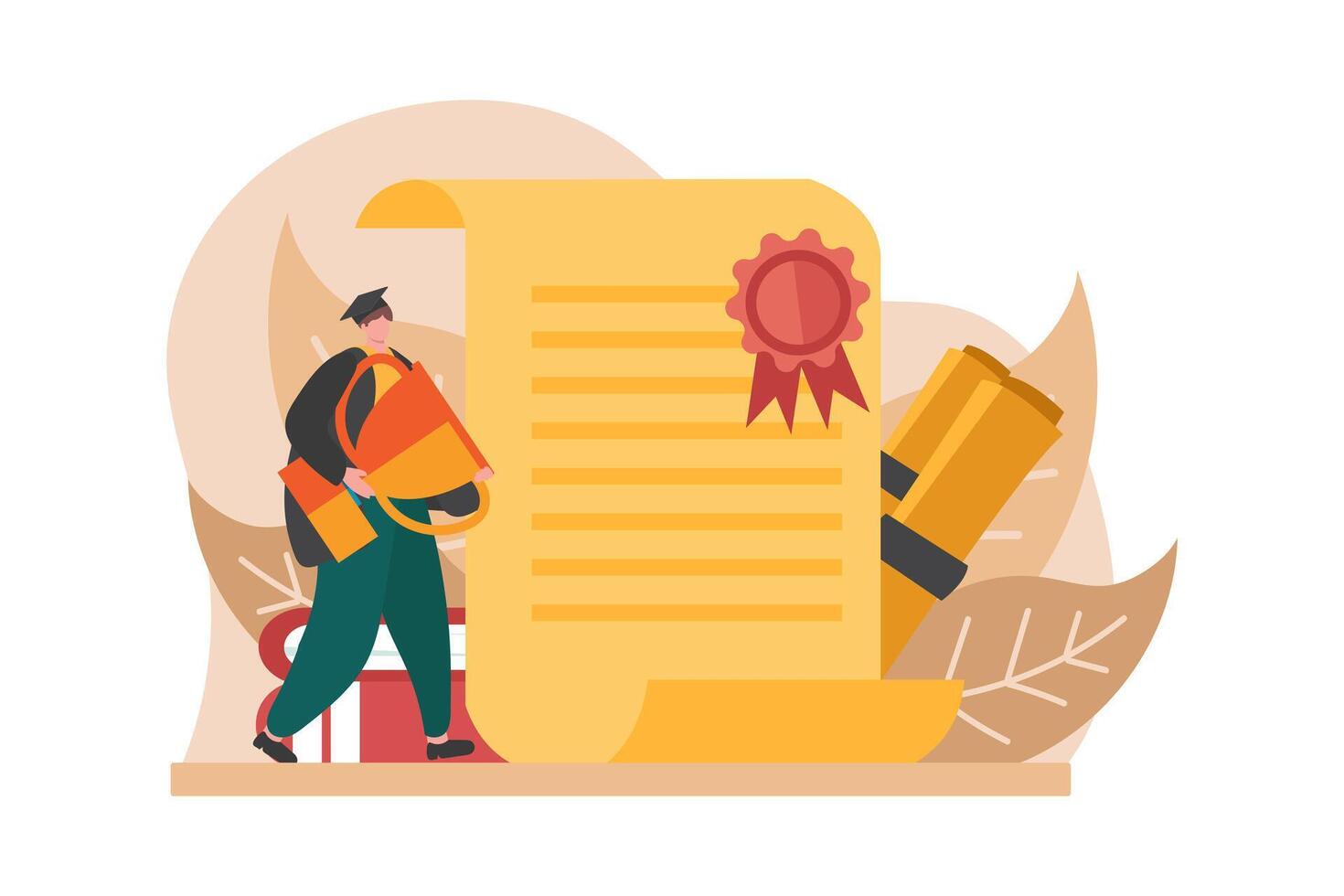 Happy Graduation Flat Illustration Design vector