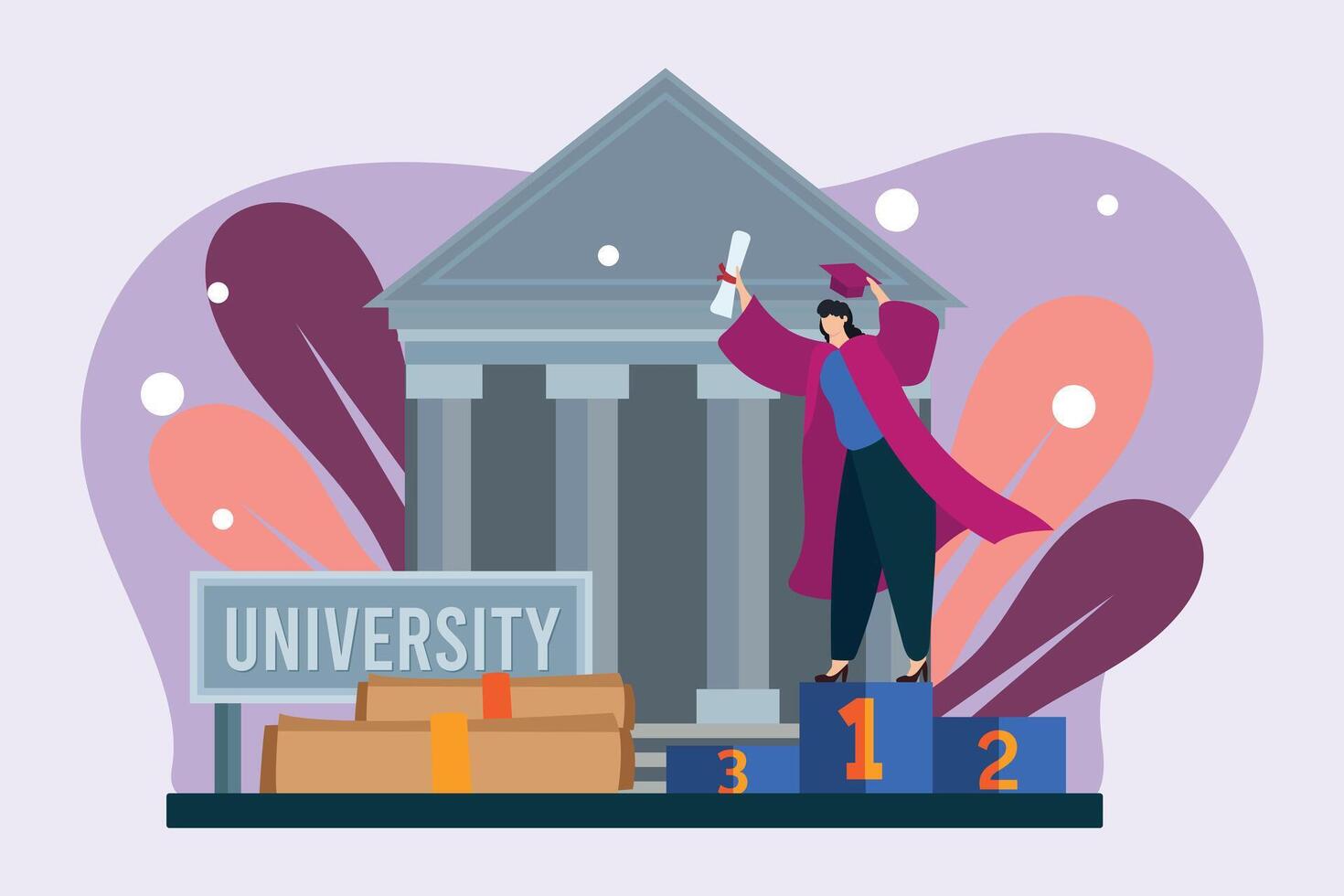 Happy Graduation Flat Illustration Design vector