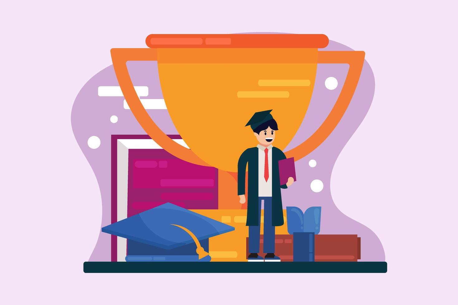 Happy Graduation Flat Illustration Design vector