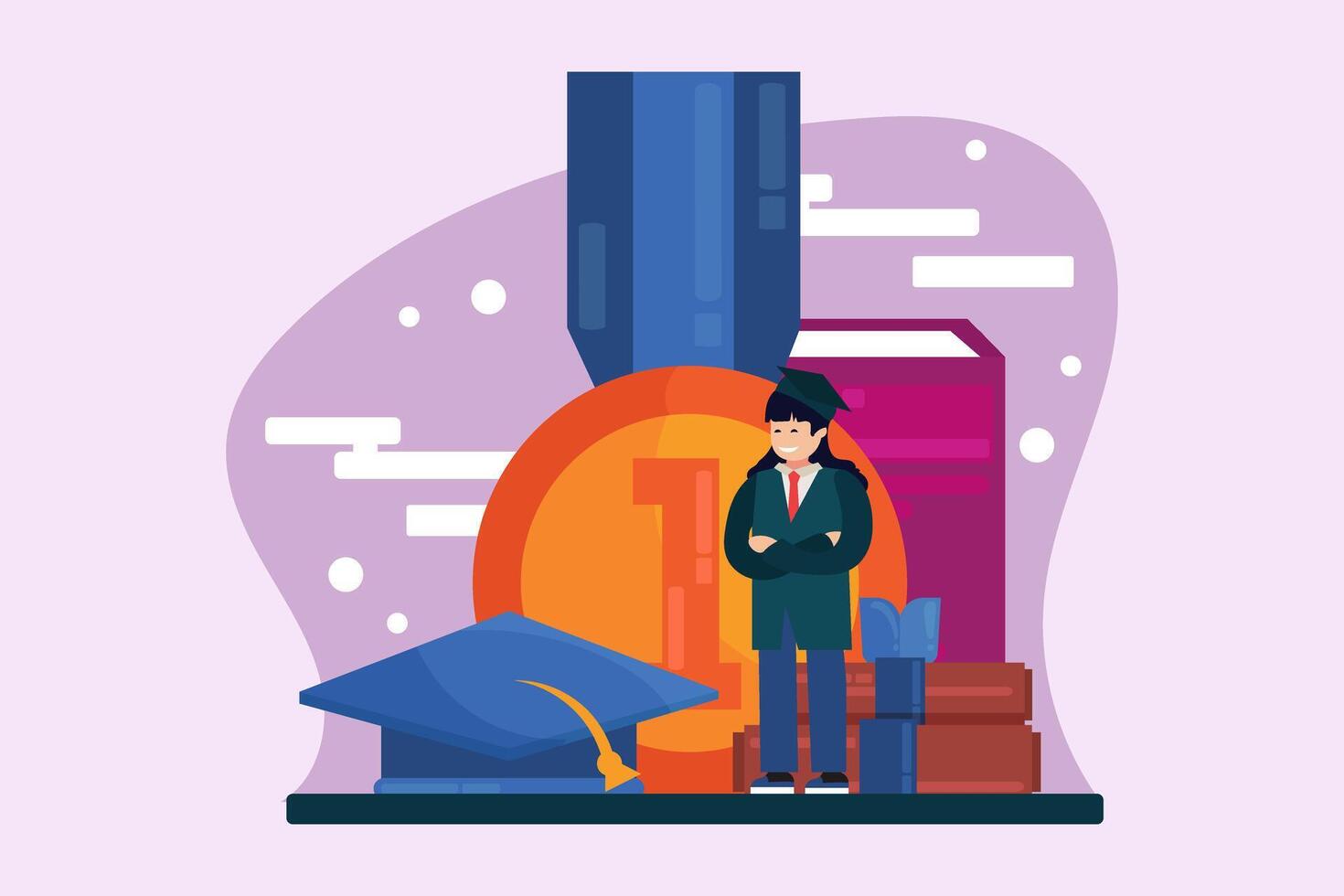 Happy Graduation Flat Illustration Design vector