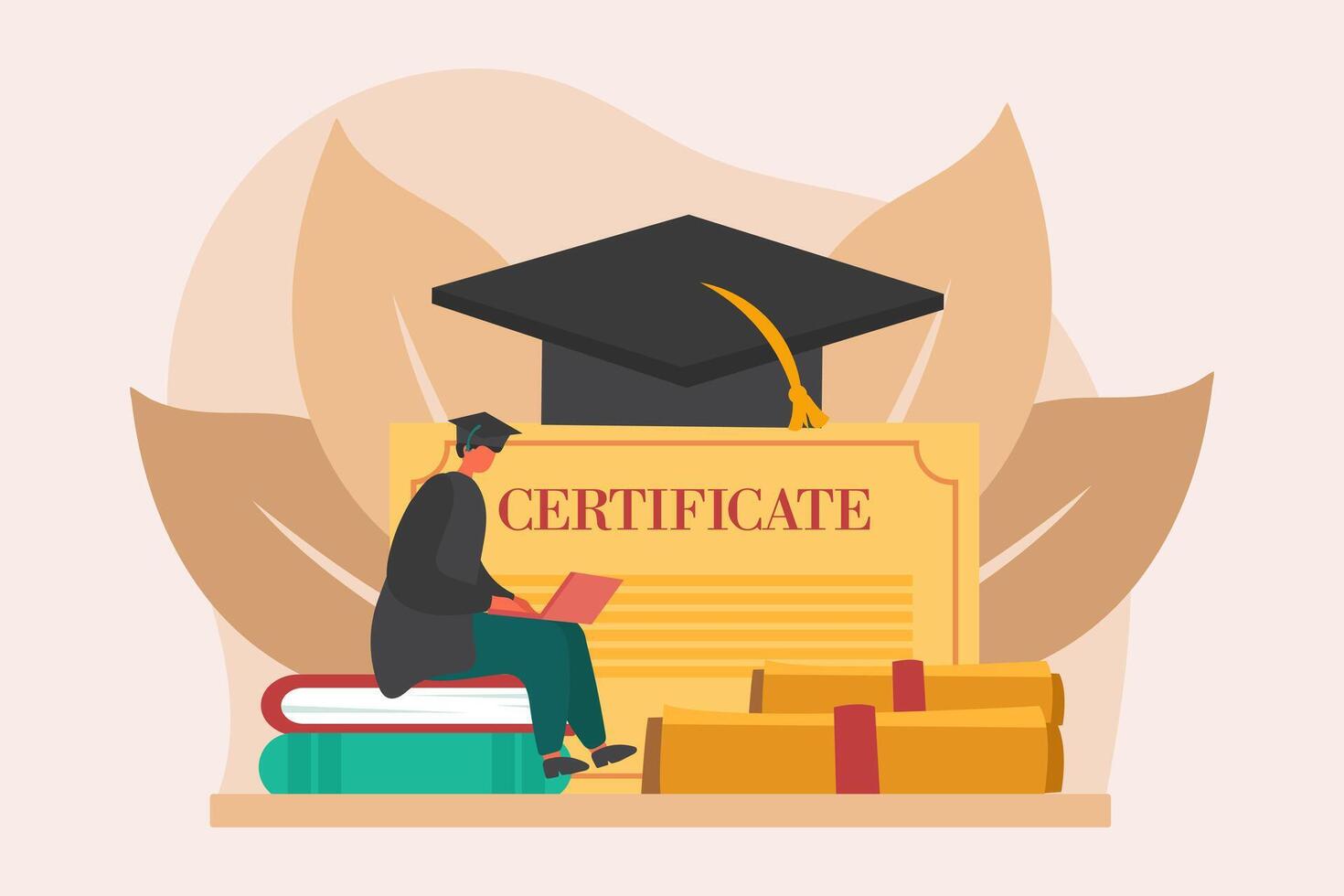 Happy Graduation Flat Illustration Design vector