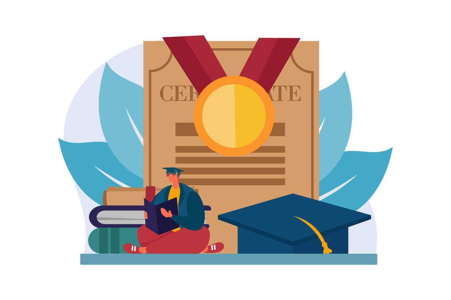 Happy Graduation Flat Illustration Design vector