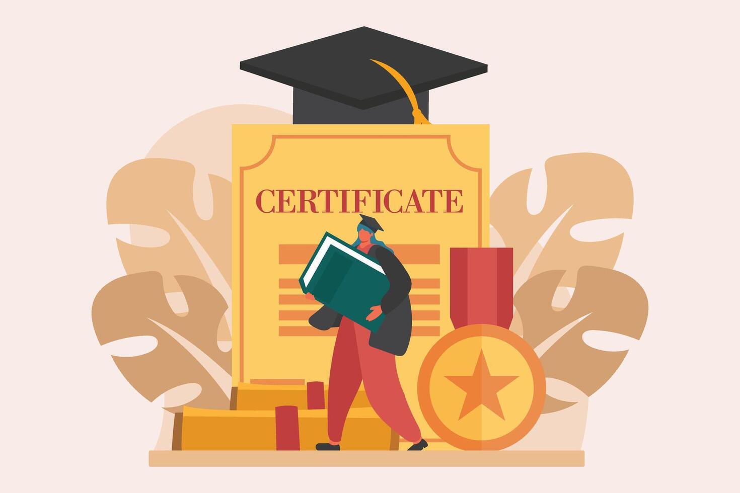 Happy Graduation Flat Illustration Design vector