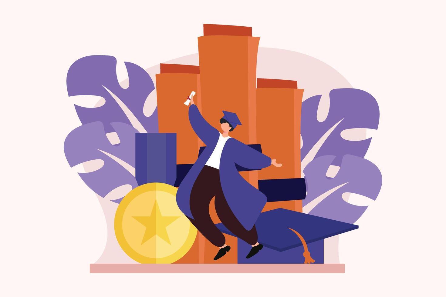 Happy Graduation Flat Illustration Design vector