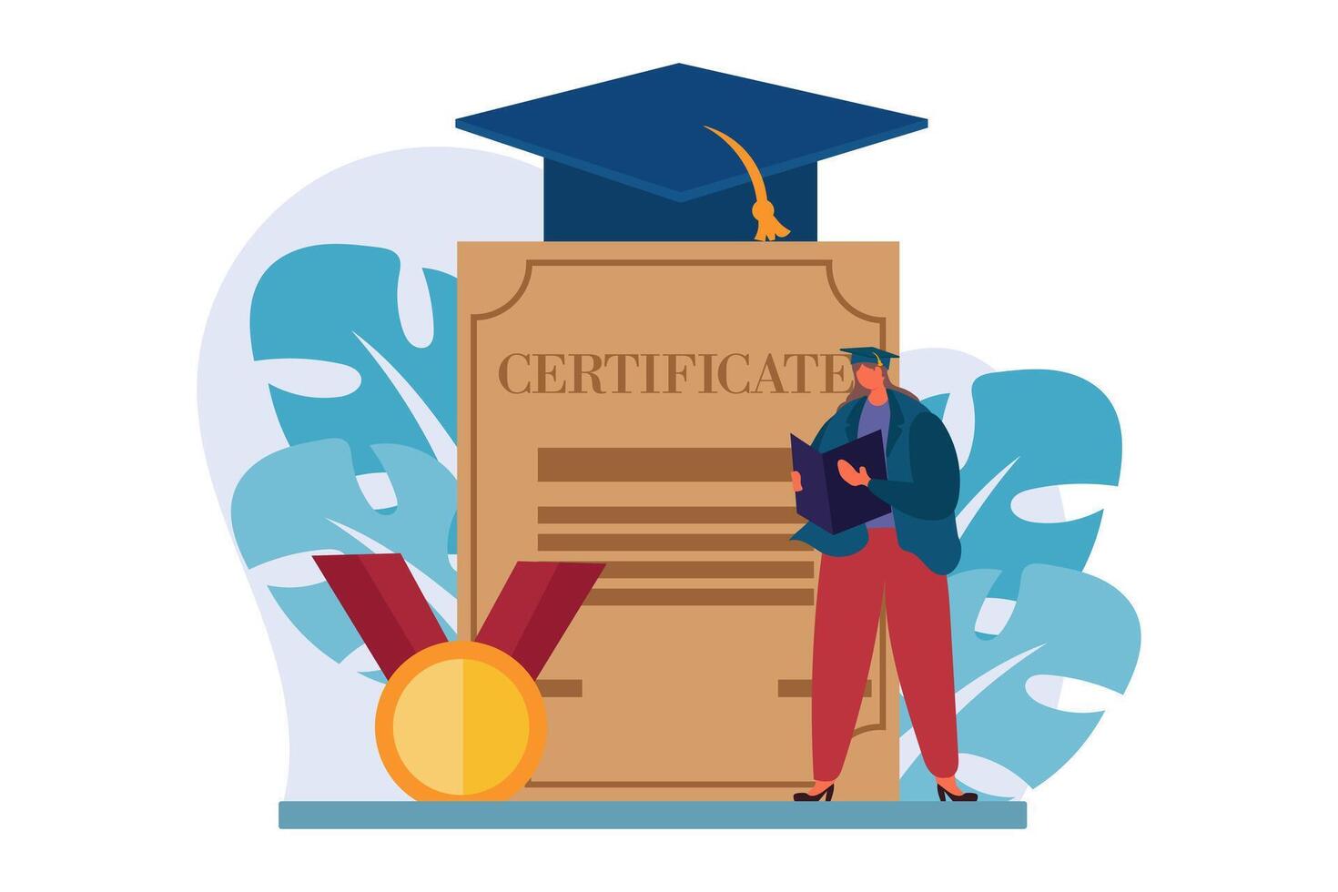 Happy Graduation Flat Illustration Design vector