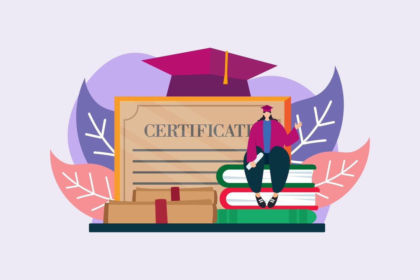 Happy Graduation Flat Illustration Design vector