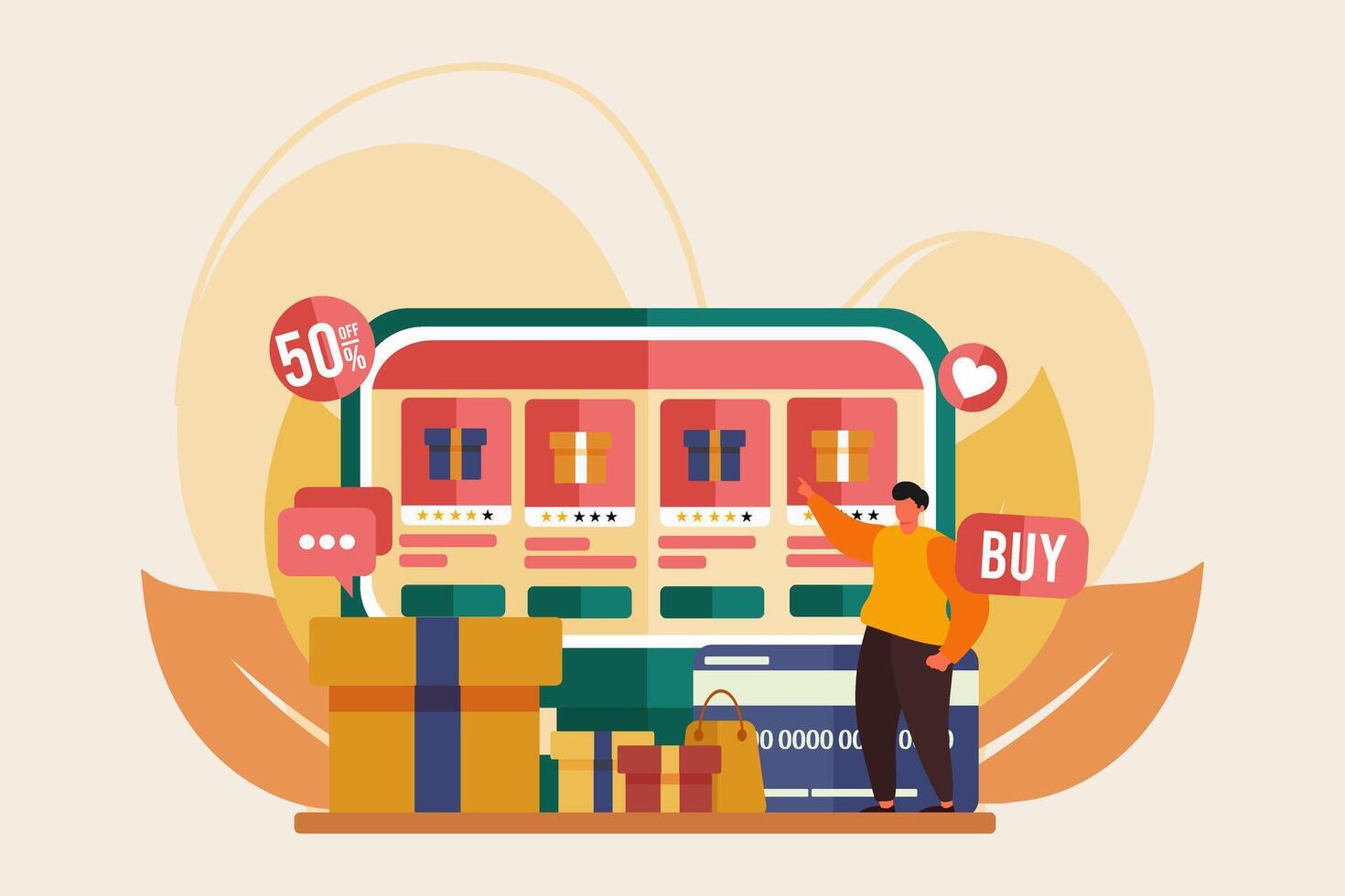E Commerce Flat Illustration Design vector