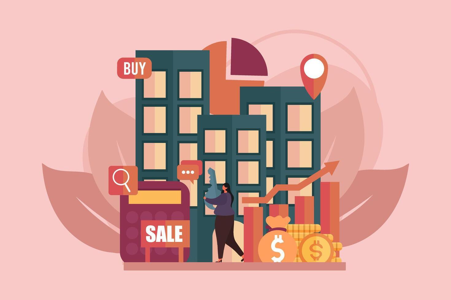Real Estate Flat Illustration Design vector