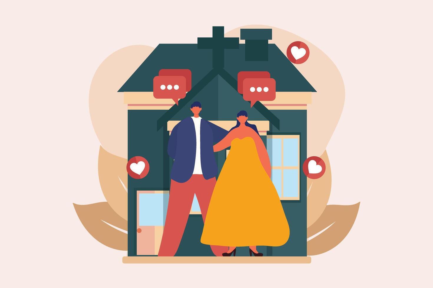 Wedding Day Flat Illustration Design vector