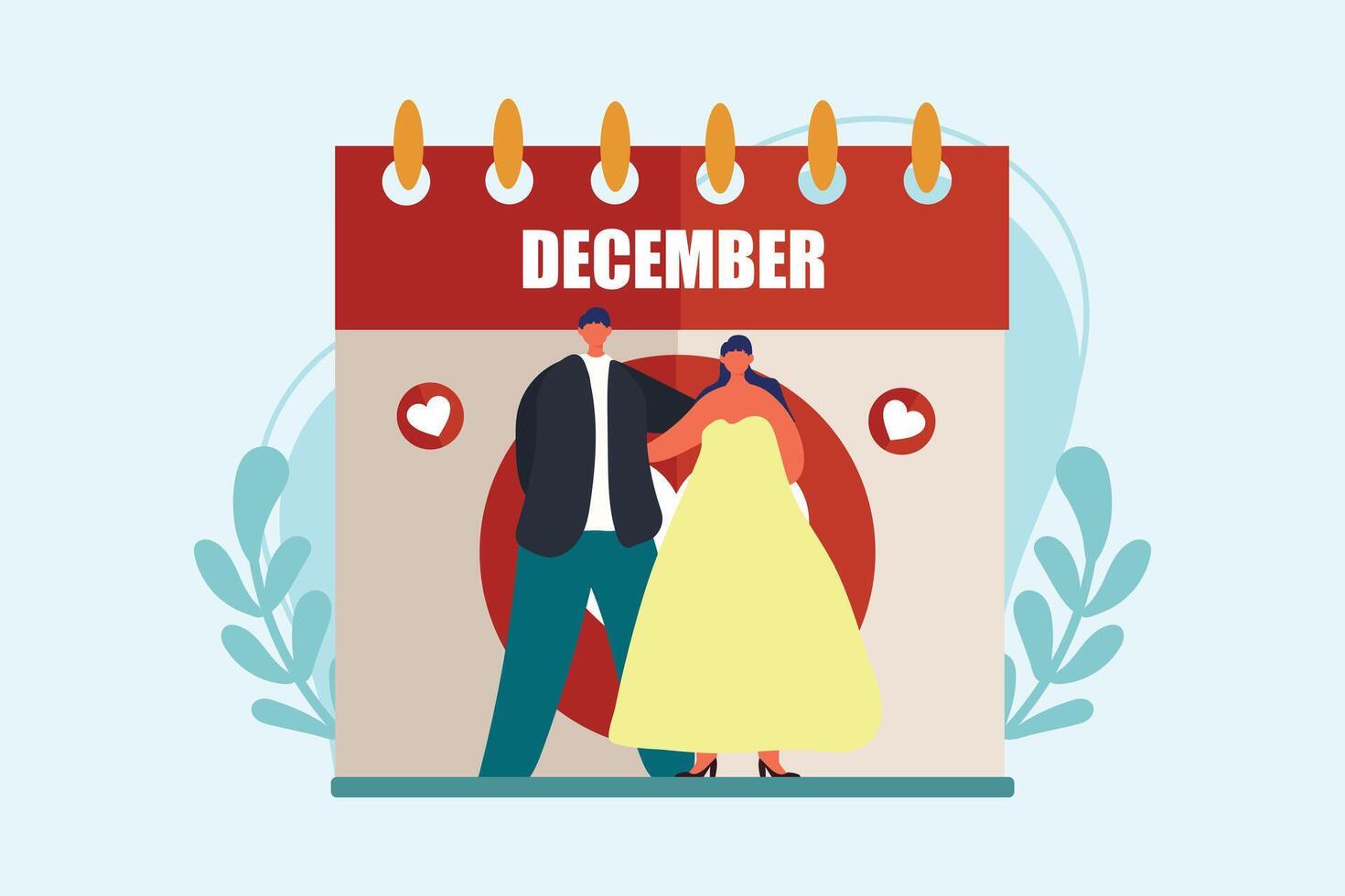 Wedding Day Flat Illustration Design vector