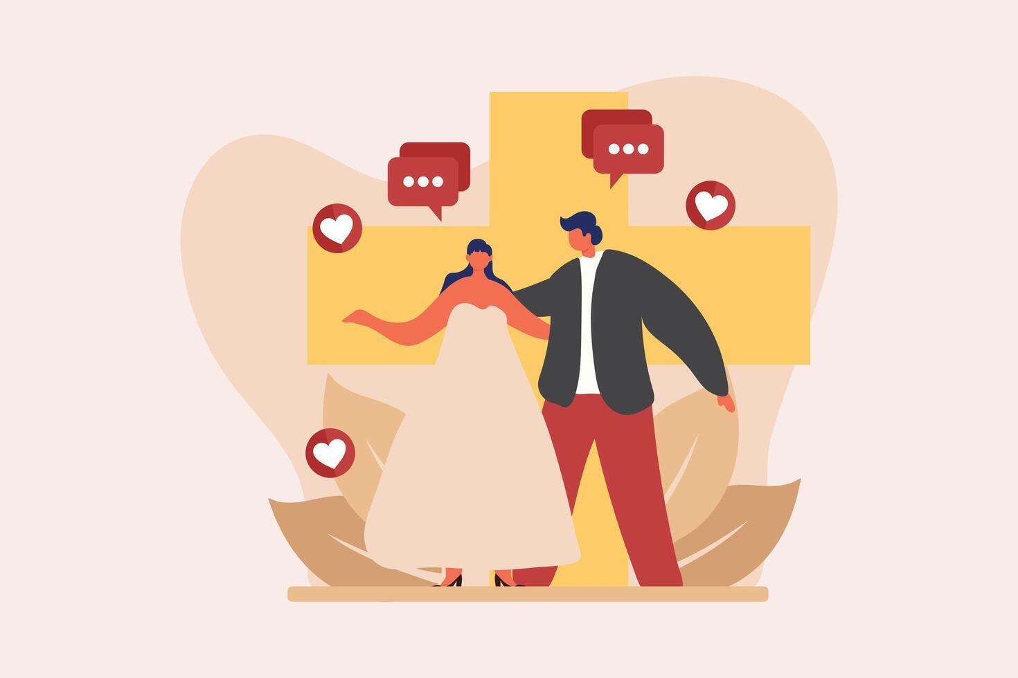 Wedding Day Flat Illustration Design vector