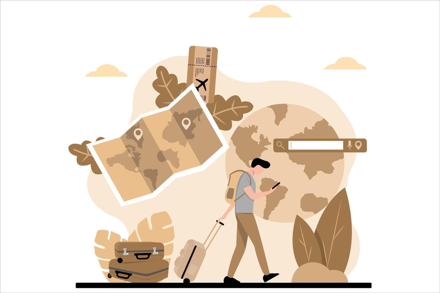 Vacation Traveler Flat Design Illustration vector