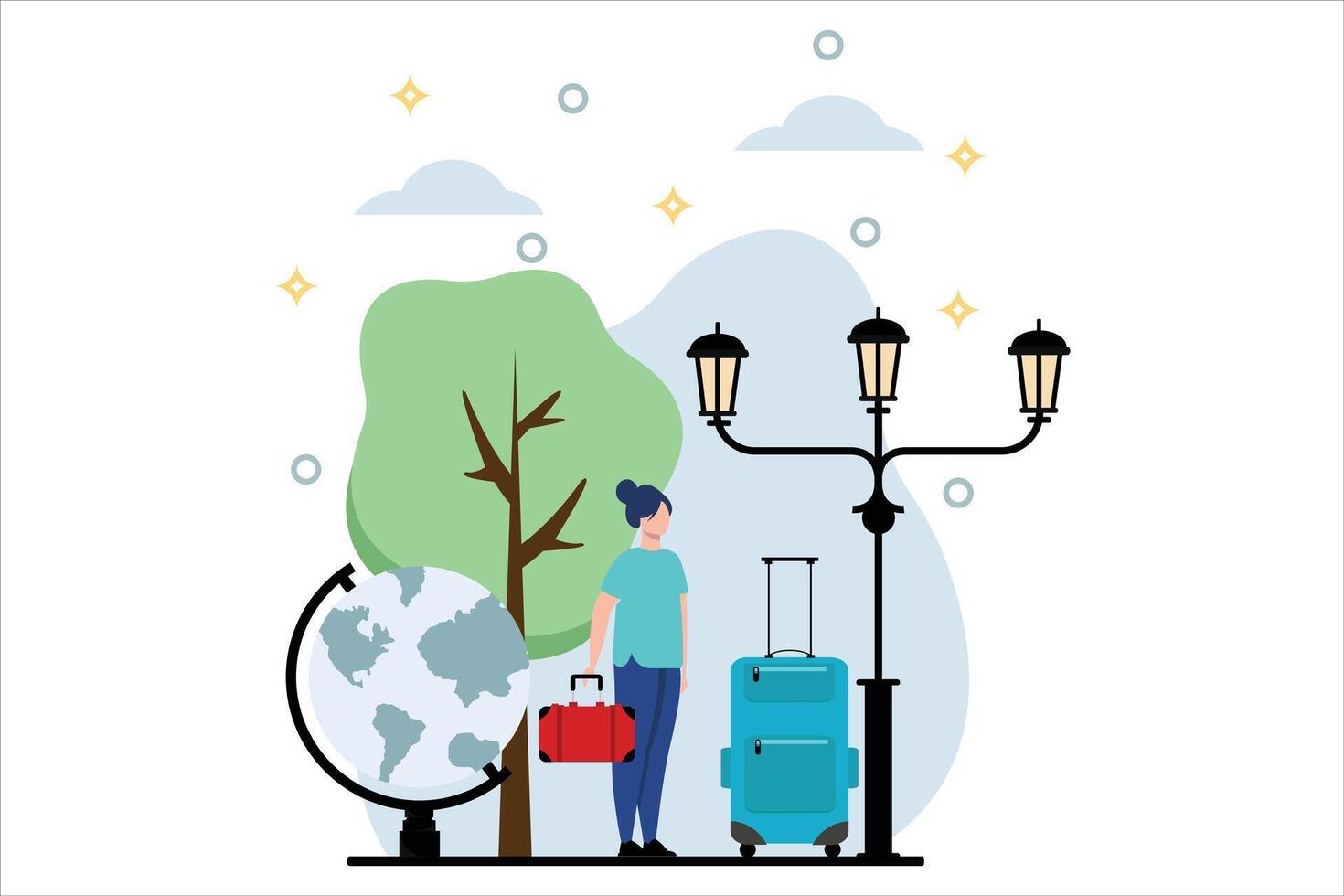 Vacation Traveler Flat Design Illustration vector