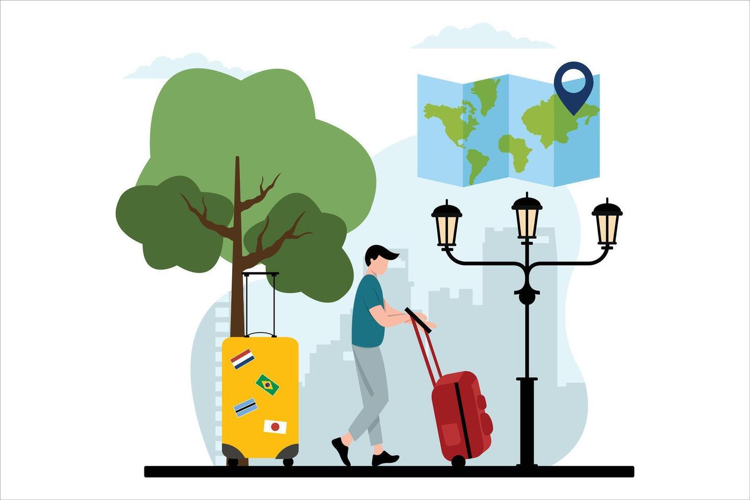 Vacation Traveler Flat Design Illustration vector