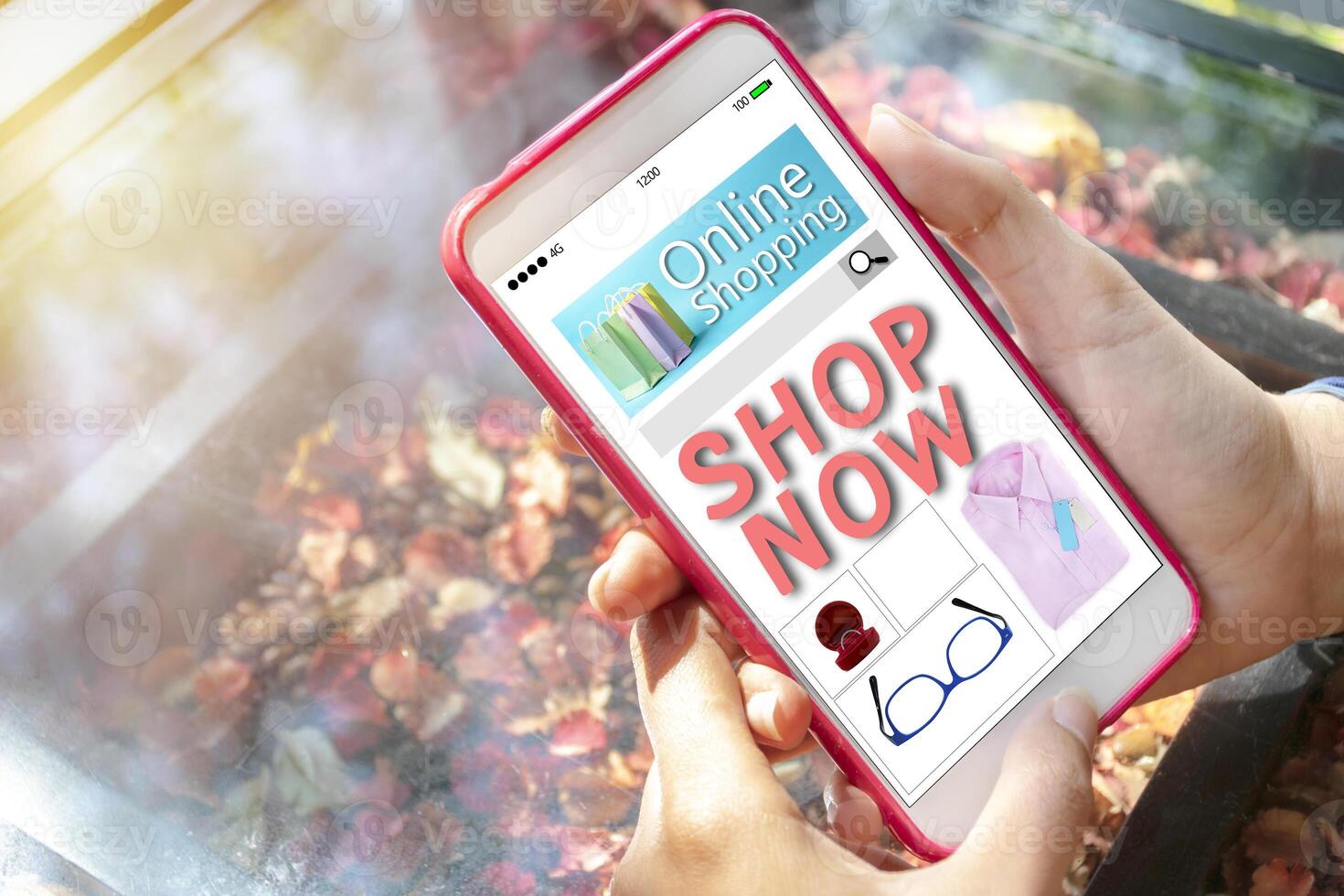Online shopping concept. Women are buying online. Online Shopping Website on Smartphone. photo