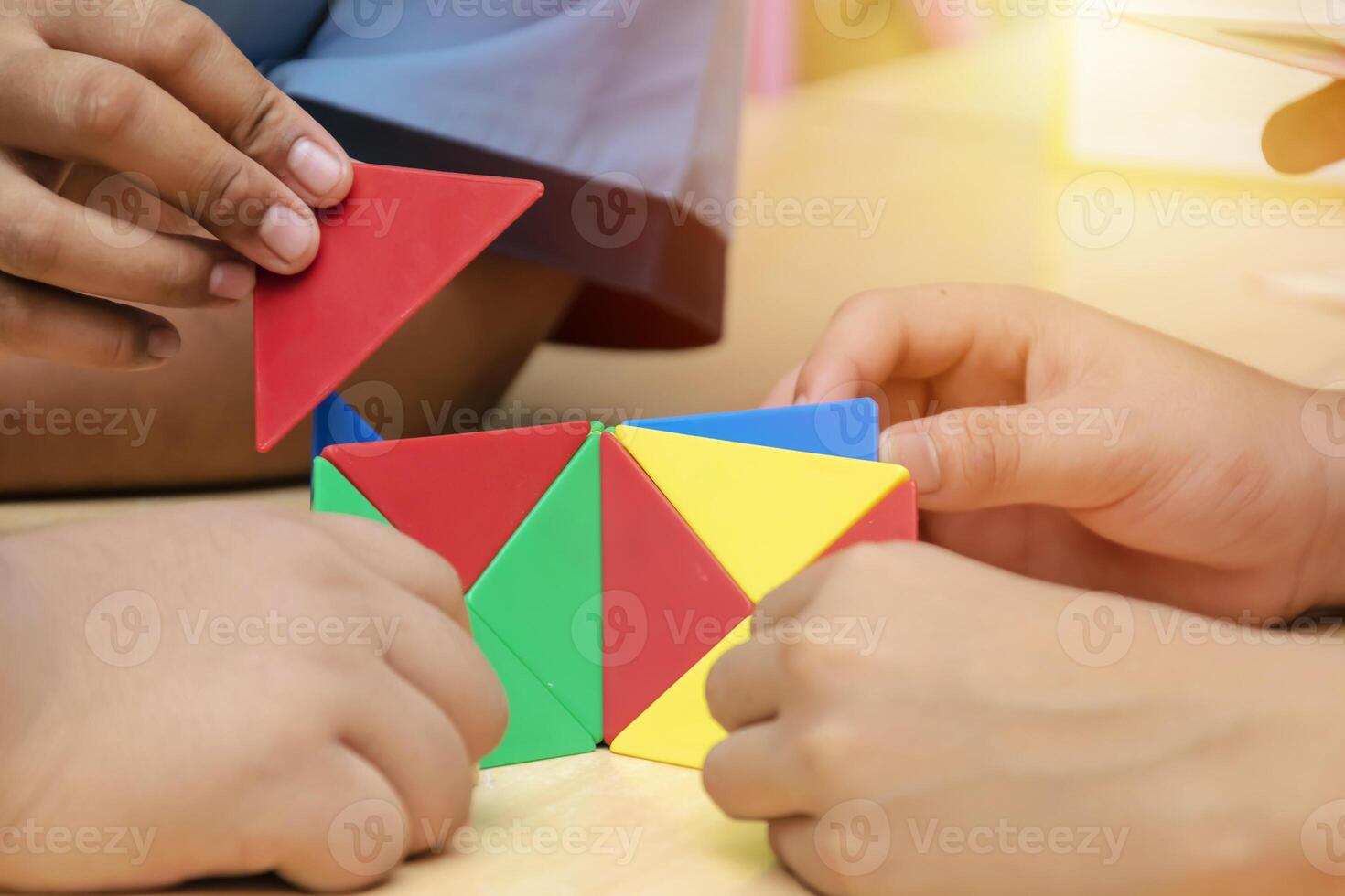 Group learning is learning by children. Learn math by the shape of objects. photo